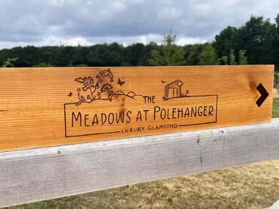 The Meadows at Polehanger wooden sign