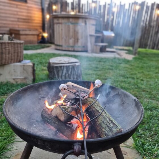 Fire pit fun at The Meadows at Polehanger Bedfordshire Countryside Breaks